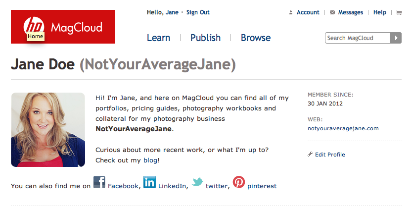 How to Personalize Your MagCloud Page – Publisher's Corner